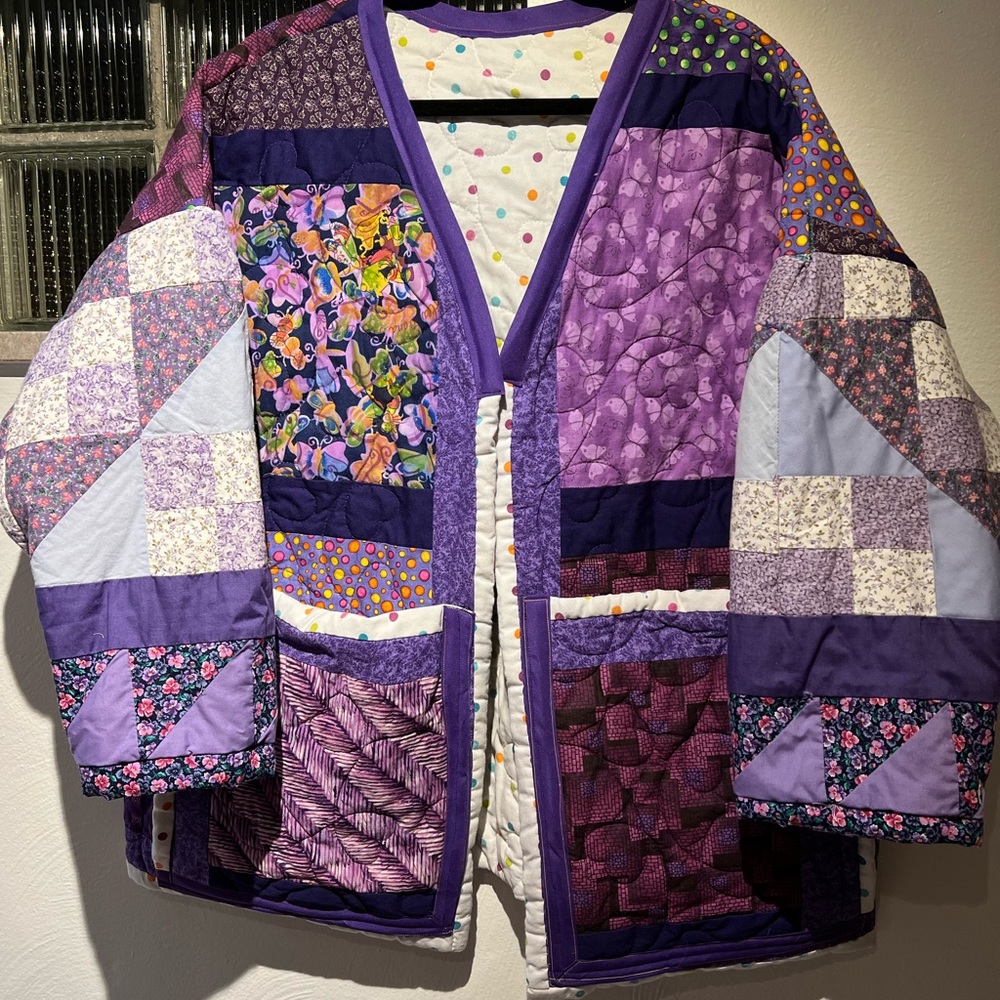 Plus size quilt coat handmade in Pittsburgh.
